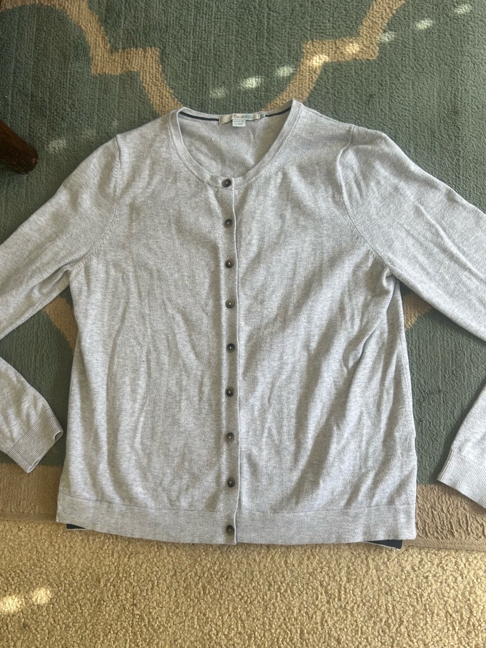 Boden 100% Cotton Button Down Cardigan Sweater in Heather Grey